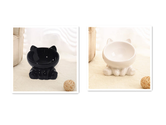 Ergonomic Ceramic Cat Bowl – Anti-Vomit Tilted Pet Feeder for Cats & Small Dogs | Catussy™