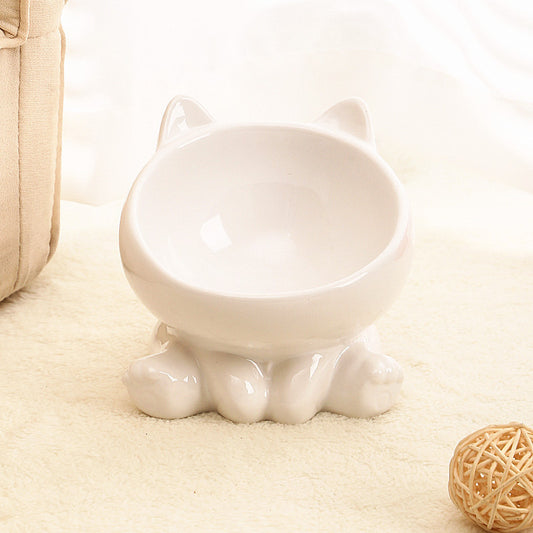 Ergonomic Ceramic Cat Bowl – Anti-Vomit Tilted Pet Feeder for Cats & Small Dogs | Catussy™